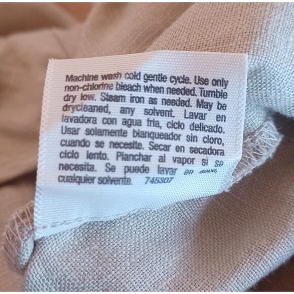 St. John's Bay 100% Linen Beige Pants Drawstring Waist Large Pockets Women's 14 - Picture 8 of 8